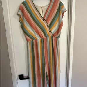 Striped Multicolor V-Neck Jumper